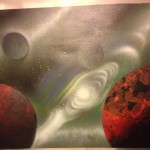 Galaxy Planets spray paint art