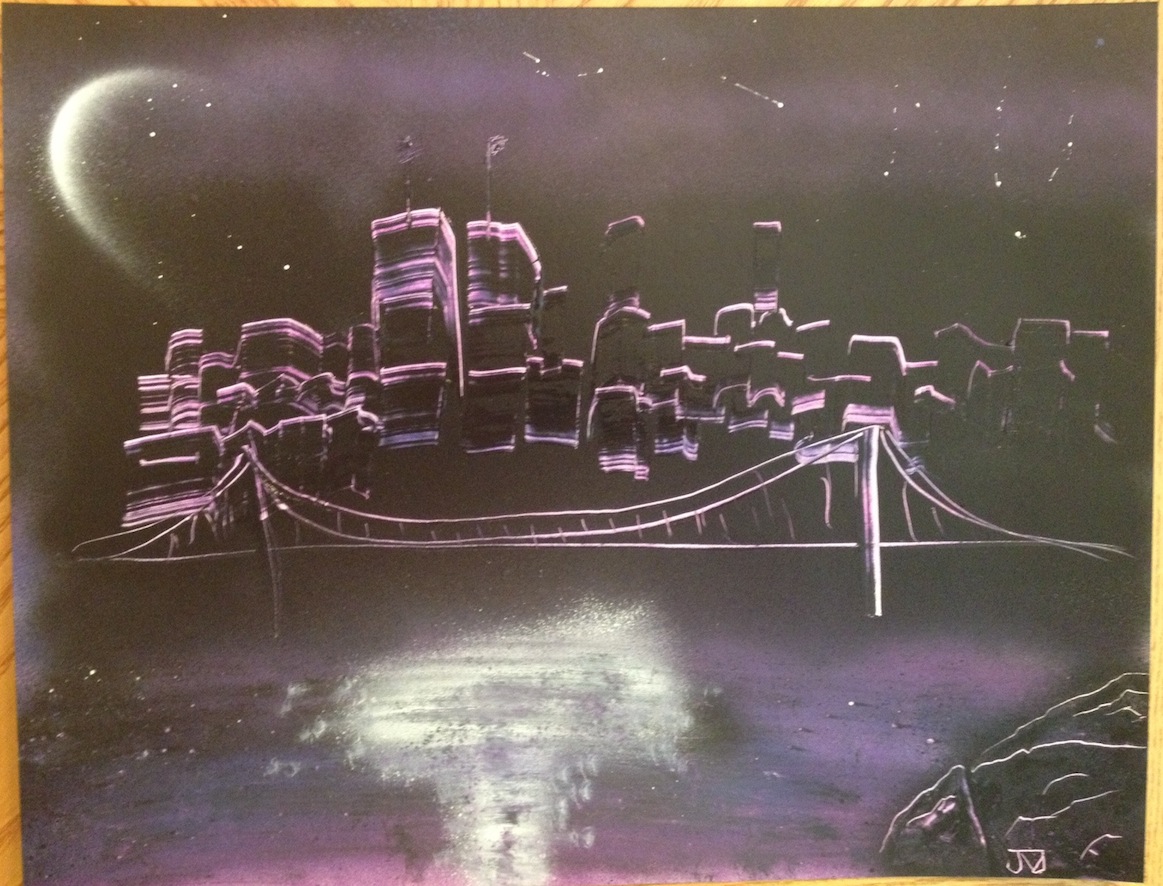Nighttime City Spray paint art