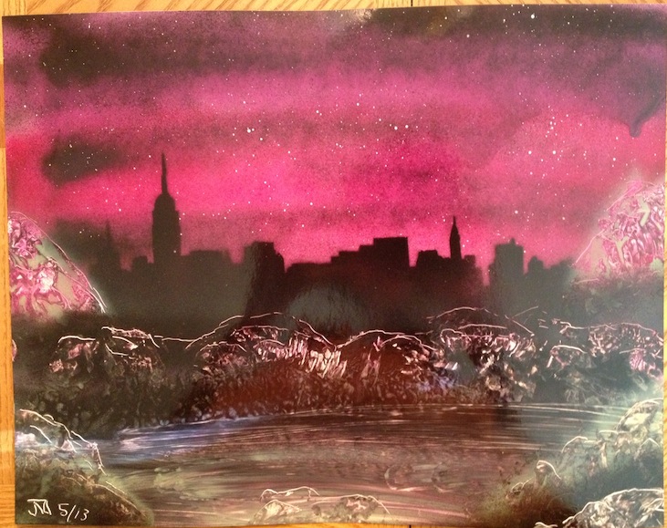 Pink City at Dusk Spray paint art