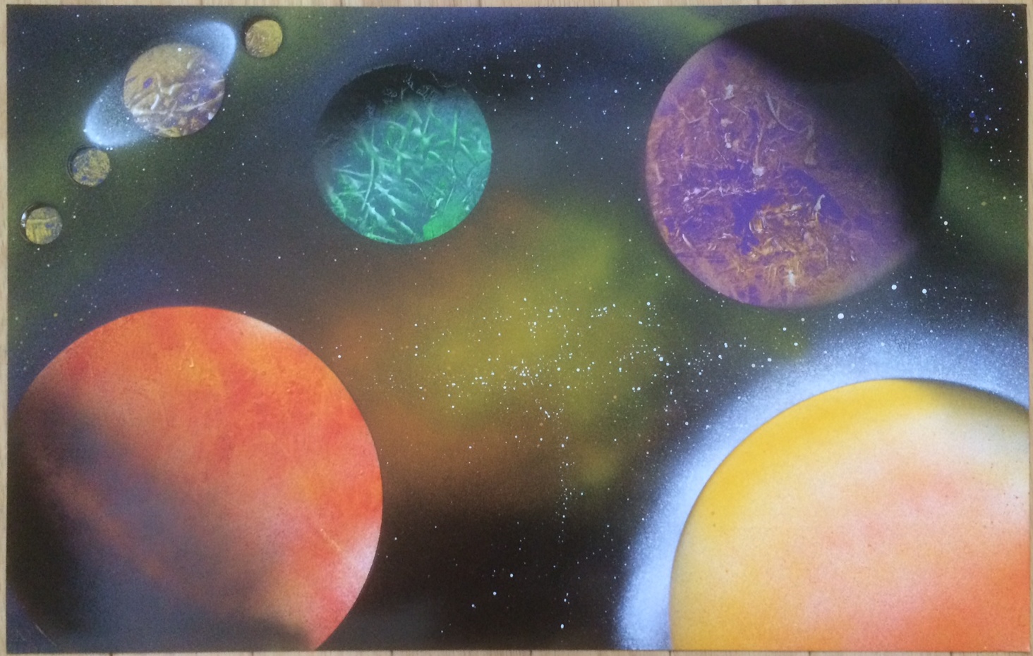 Foreign Solar System Yellow Spray paint art