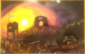 Military Base Twilight Painting